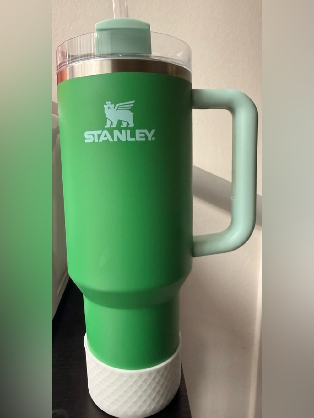 Stanley Green Travel Mug with Pale Green Handle